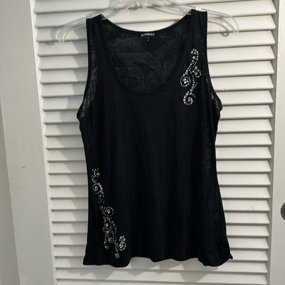 Express Black Embellished Tank Top - Medium